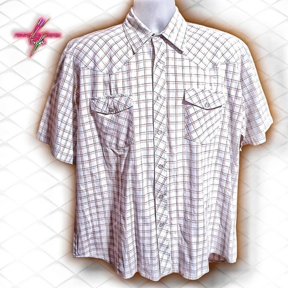 Vintage Western Plaid Snap Front short Sleeve Shirt, Large - Picture 1 of 6